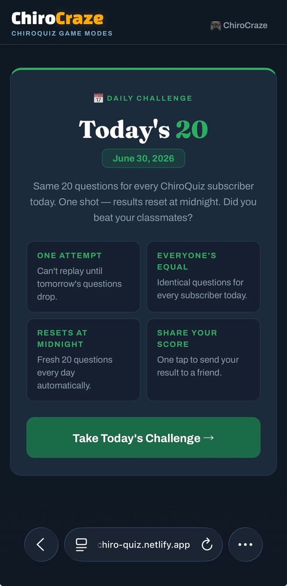 ChiroCraze Daily Challenge game mode card