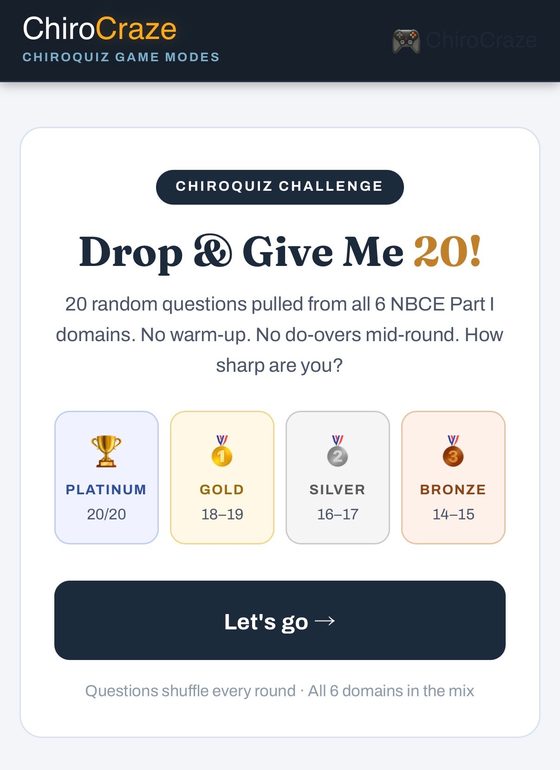 ChiroCraze Drop and Give Me 20 game mode card